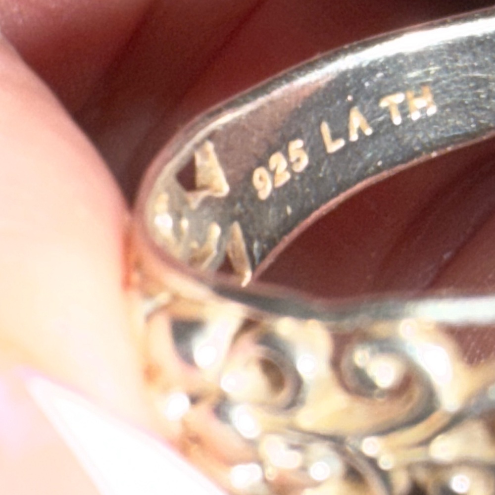 Vintage Sterling Silver 925 Filigree Floral Band size 8 - Picture 3 of 3
